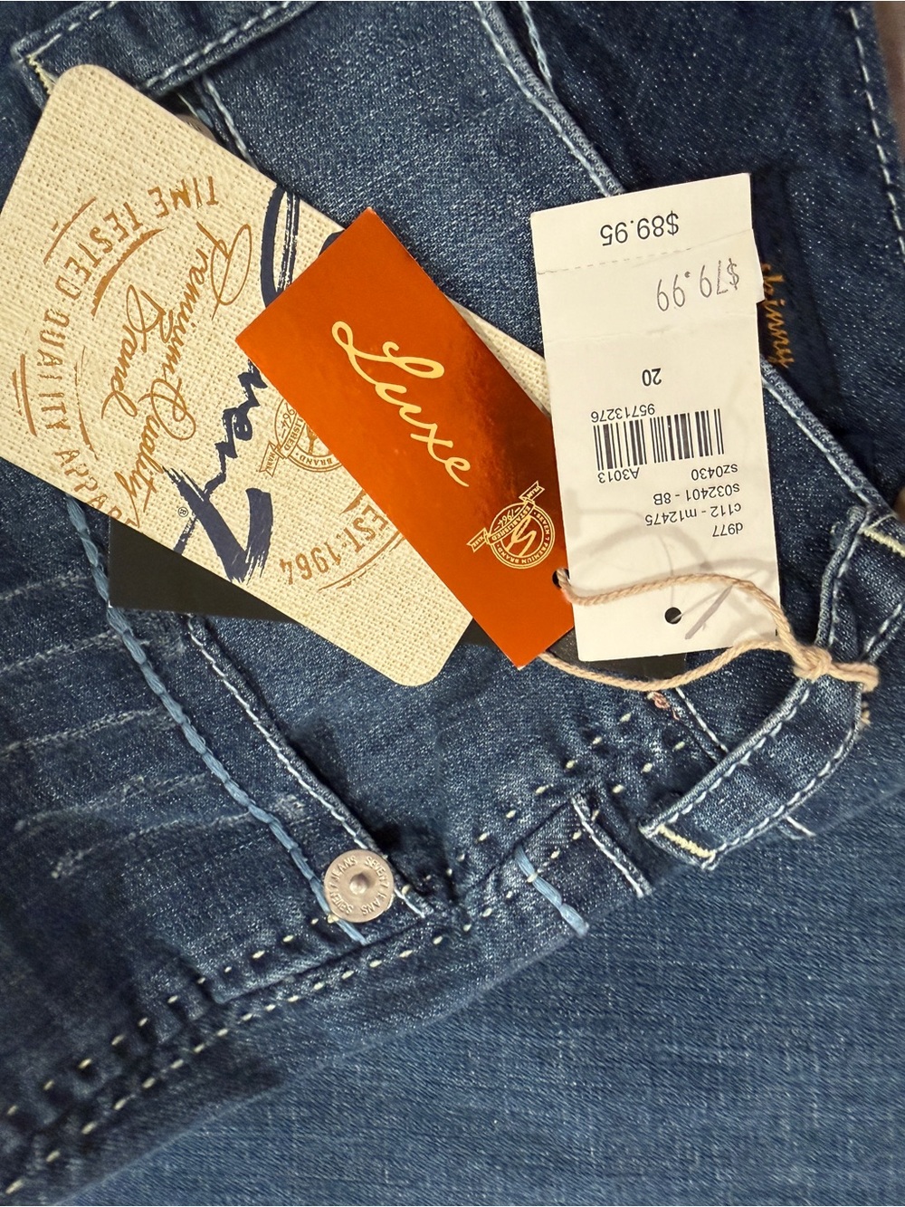 Seven7 Women's Blue Denim Bootcut Jeans with Rhinestone Pocket - Picture 3 of 5